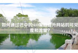 如何通过巴中的SEO策略提升网站的可见度和流量？